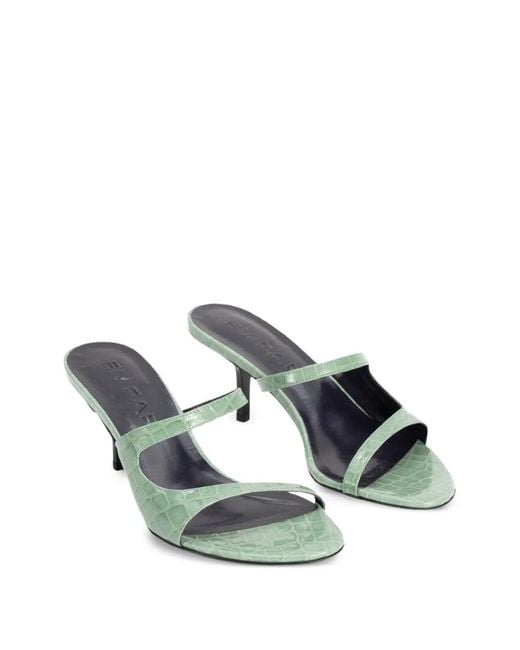 By Far Green Serena Crocodile-Effect Sandals