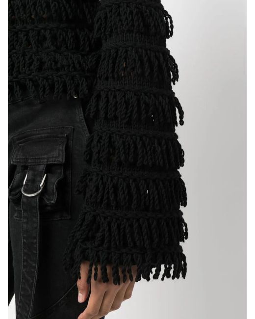 Blumarine Black Fringe-detail Jumper