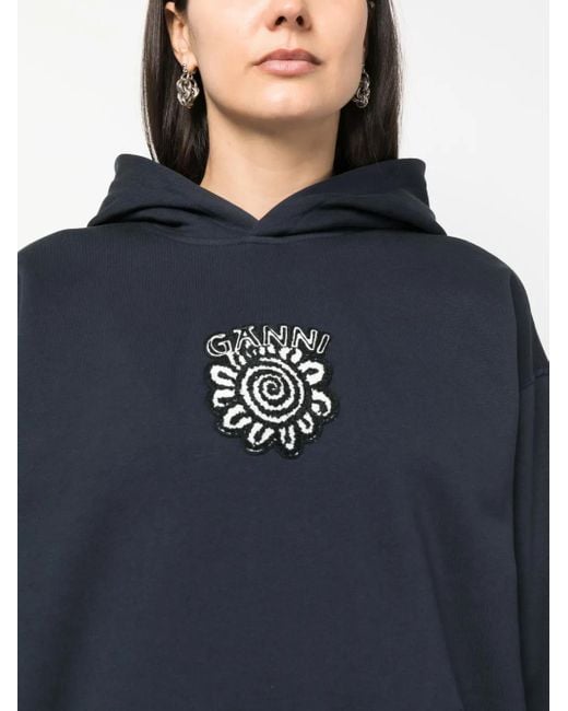 Ganni Hoodie Van Biologisch Katoen in het Blue