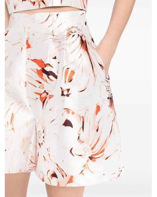 Saiid Kobeisy White Printed Flared Shorts