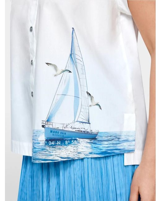 Marc Cain White Maritime-Print Shirt