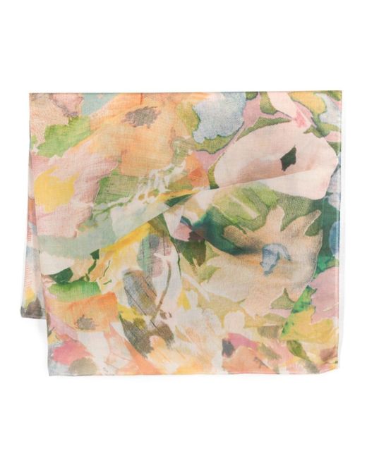 Paul Smith Green Semi-transparenter Schal mit abstraktem Print