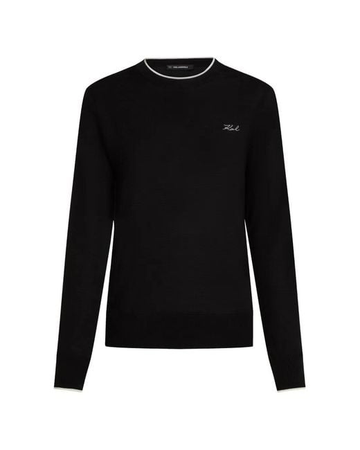 Karl Lagerfeld Black Merino-Wool Sweater