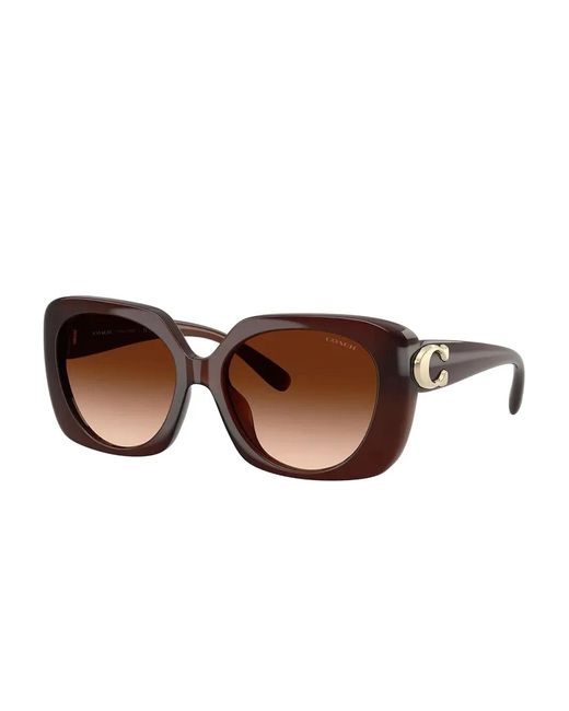 COACH Brown Logo-Plaque Square Sunglasses
