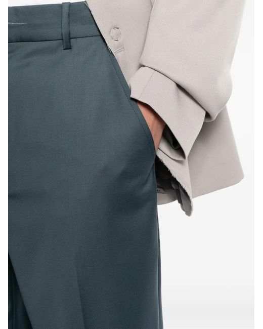 KENZO Blue Virgin-Wool Tailored Trousers for men
