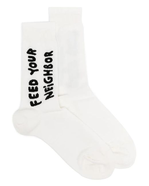 Calcetines de punto de intarsia Sky High Farm de color White