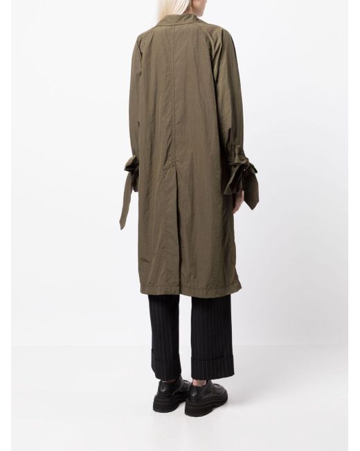 Comme des Garçons Green Tied-Cuffs Single-Breasted Trench