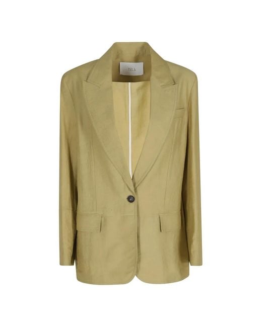 Tela Green Golden Single-Breasted Blazer