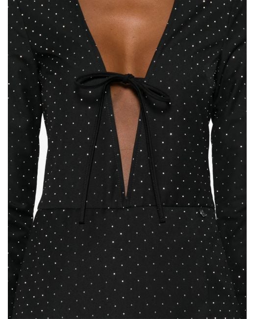 Chiara Ferragni Black Rhinestone-Embellished Gabardine Playsuit