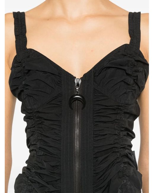 MARINE SERRE Black Ruched Tank Top