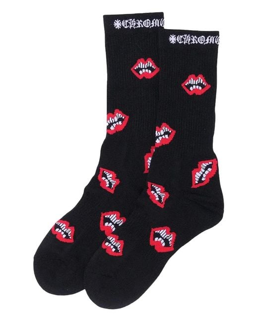 Chrome Hearts Black Chomper Matty Boy Socks for men