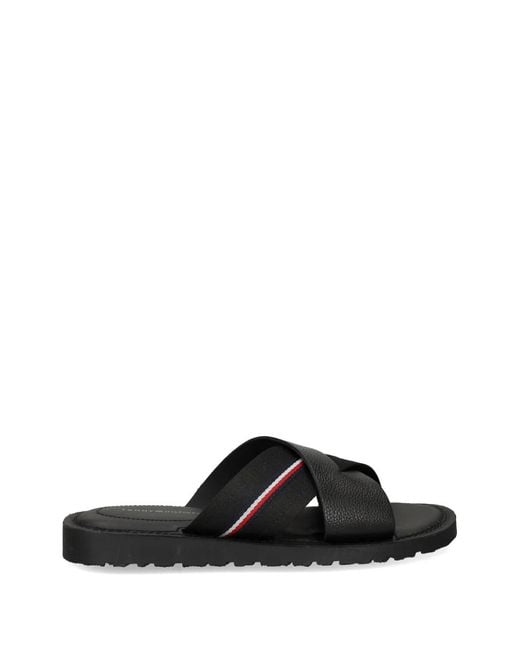 Tommy Hilfiger Black Criss-Cross Strap Sandals for men