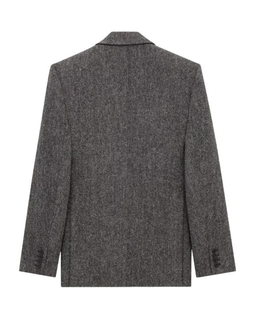 Saint Laurent Gray Herringbone Wool Jacket for men