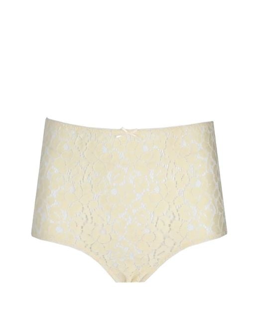 Laura Urbinati Natural Lace-Panel Bow-Detail Culottes