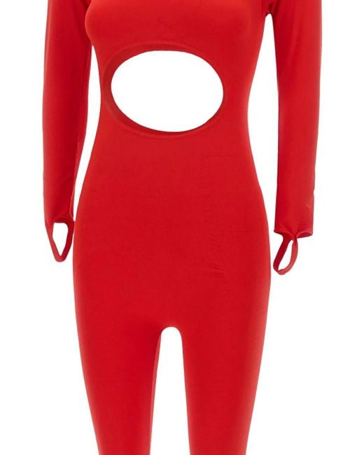 ANDREADAMO Red Sculpting Jersey Jumpsuit