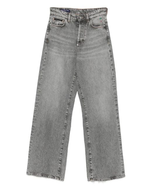 Philipp Plein Gray Frayed-Hem Jeans