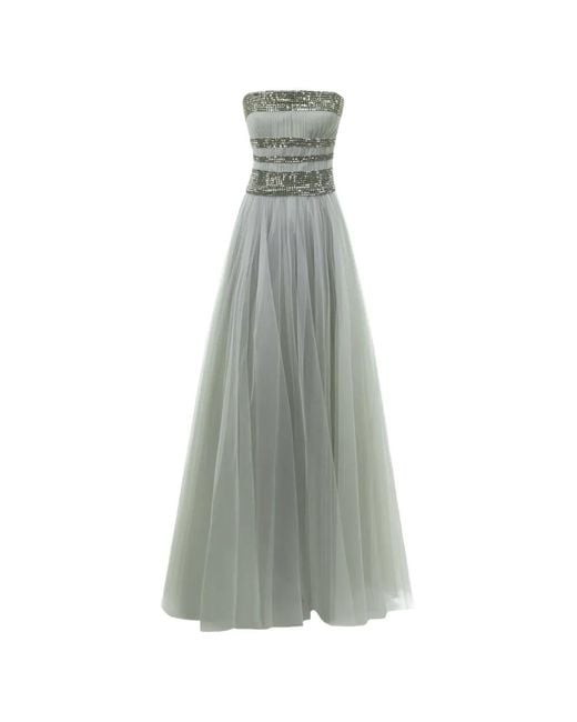 Gemy Maalouf White Embellished Corset Tulle Gown