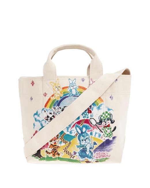 KENZO White Small Cartoon Tote Bag