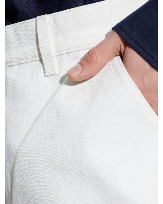 Balmain White Logo-Patch Denim Shorts for men
