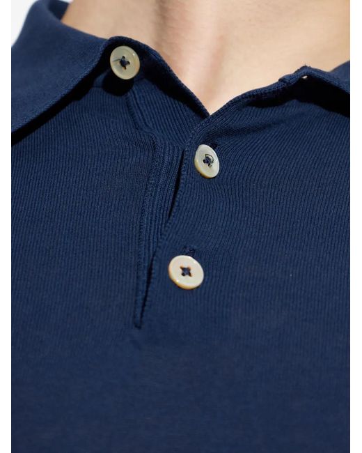 Eleventy Blue Buttoned Long-Sleeved Polo Shirt for men