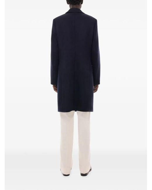 Fursac Blue Herringbone Double-Breasted Coat for men