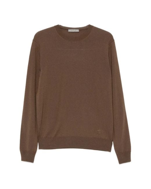Corneliani Brown Crew-Neck Long-Sleeve Sweater for men