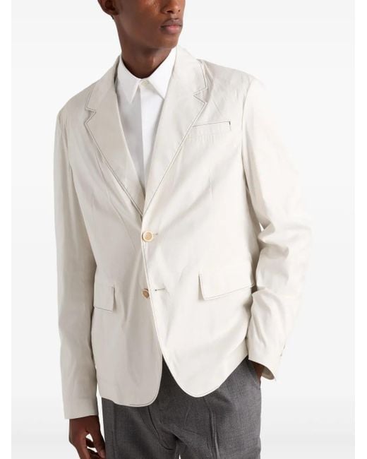Prada White Single-Breasted Cotton Jacket for men