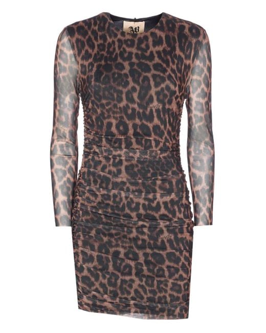 Aniye By Leopard-print Mesh Dress Brown