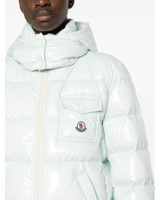 Moncler White Gesteppte Andro Jacke mit Logo-Patch