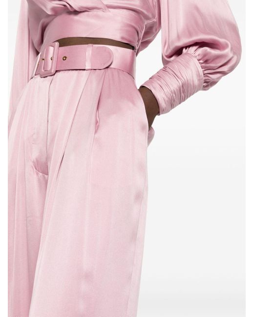 Pantalon ample à taille ceinturée Zimmermann en coloris Pink