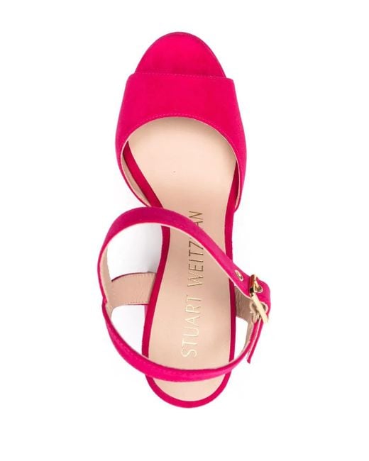 Stuart Weitzman Pink 135Mm Platform Suede Sandals