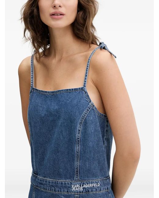 Karl Lagerfeld Blue Tie-Strap Front-Slit Dress
