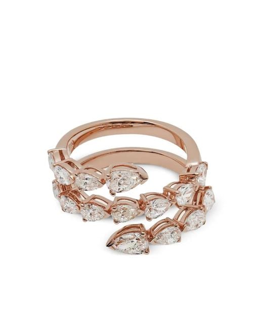 Jewels Aficionado White 18K Rose Diamond Twist Ring