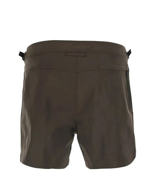 Tom Ford Gray Micro Compact Buckle-Detail Swim Shorts for men