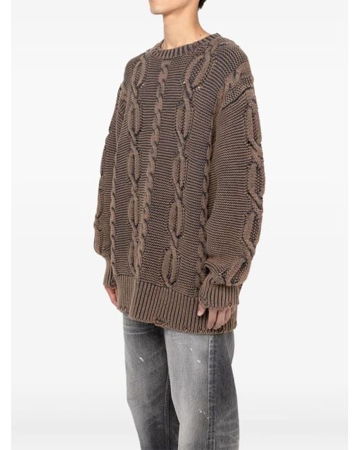 KAMIYA Brown Cable Knit Sweater for men