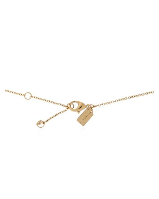 COACH White Logo-Plaque Pearl-Pendant Necklace
