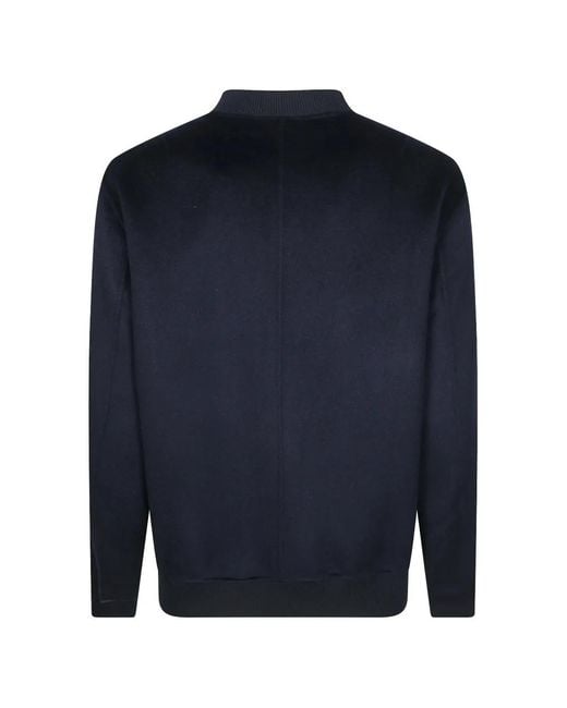 Amaranto Blue Ribbed-Trim Bomber Jacket for men