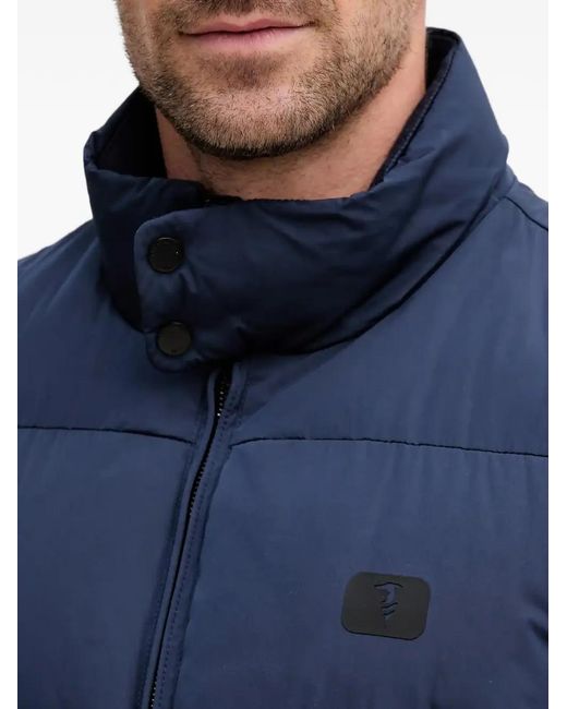 Trussardi Blue Padded Logo-Patch Jacket for men