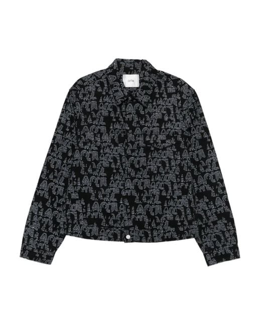 Arte' Black Graphic-Print Denim Jacket for men