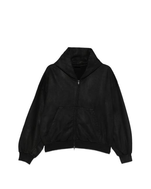 Balenciaga Black Zip-Up Cropped Hoodie for men