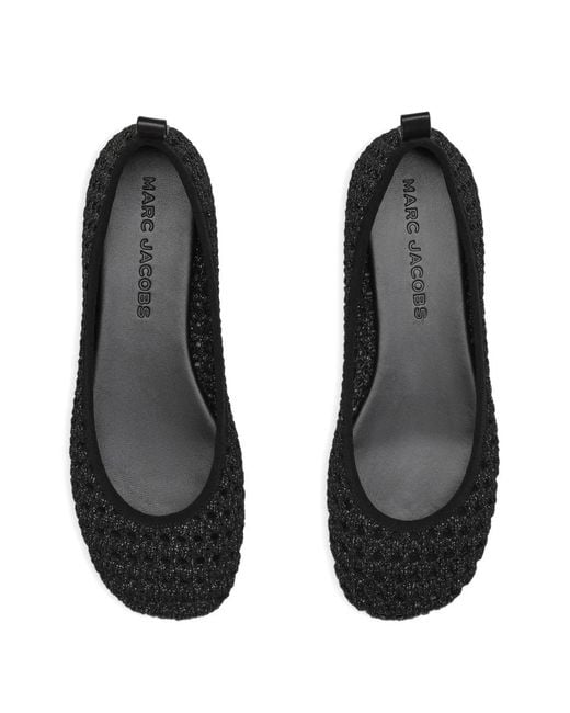Marc Jacobs Black Crochet Lace-Up Ballet Flats