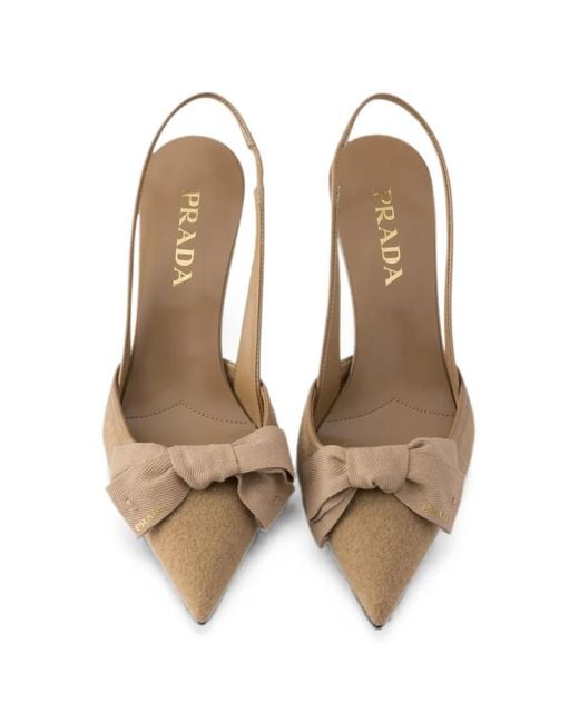 Prada Metallic Fabric Slingback Pumps