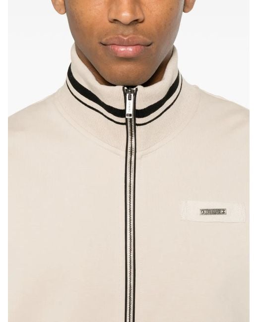 Iceberg Natural Striped-Trim Zip-Up Sweatshirt for men