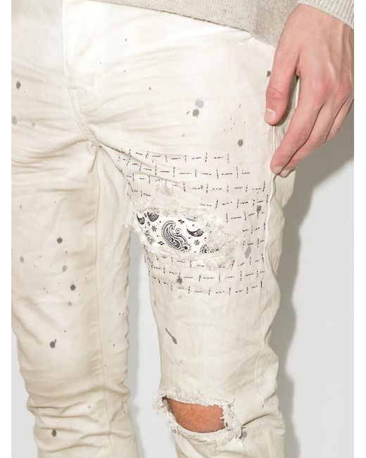 Purple Brand Natural Bandana Patch Skinny Jeans for men