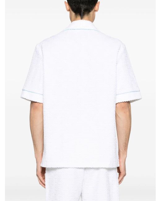 Casablancabrand White Towelling-finish Monogram Shirt for men