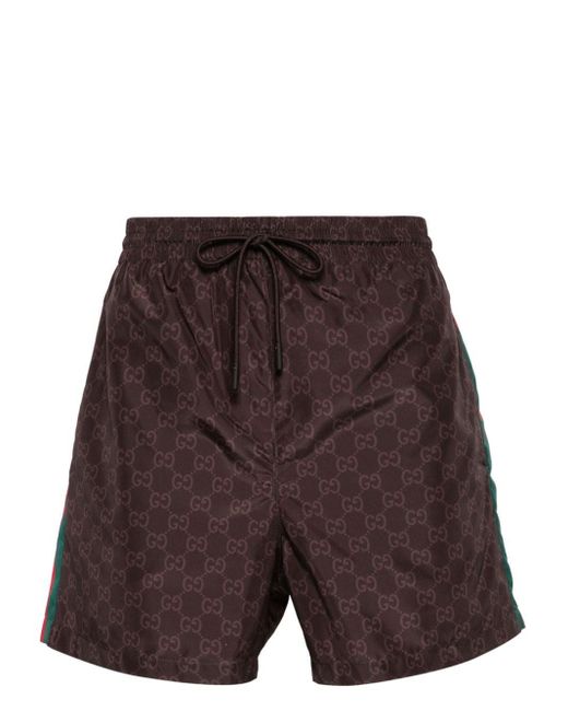 Gucci Purple Gg Supreme-Print Swim Shorts for men