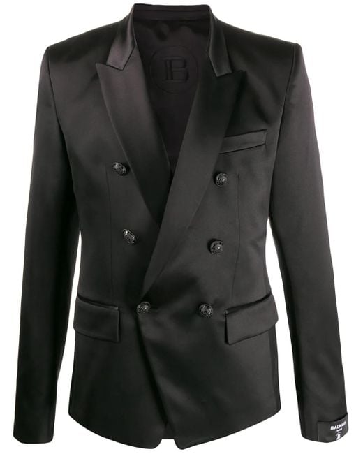 Balmain Black Double-Breasted Blazer for men