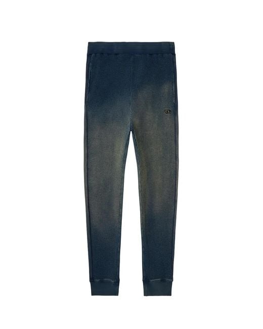 DIESEL Blue P-Wafy Waffle-Knit Track Pants for men