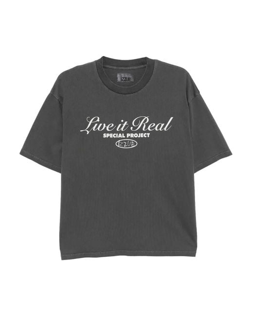 Izzue Gray Logo-Printed T-Shirt for men