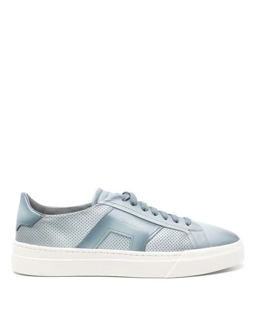 Santoni Blue Double Buckle Sneakers for men